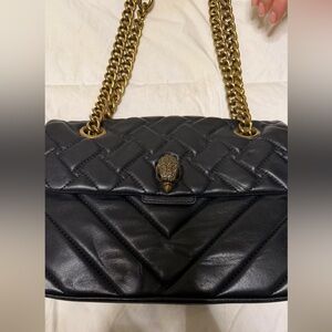 Kurt Geiger Black Quilted Shoulder Bag with Gold Chain